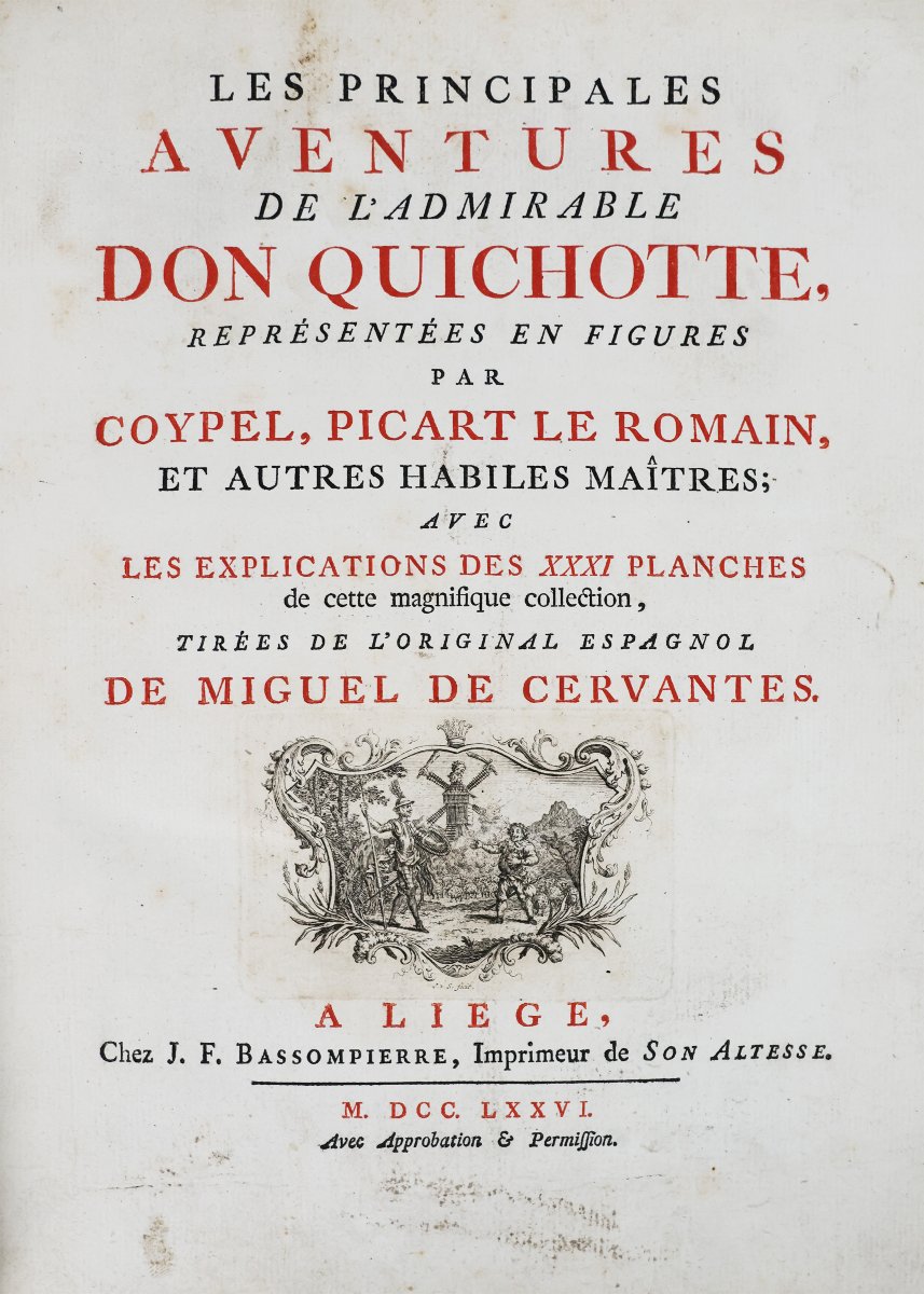 Cervantes Miguel (de). Les principales aventures de l'admirable Don Quichotte.. a Liege.., 1776-photo-4