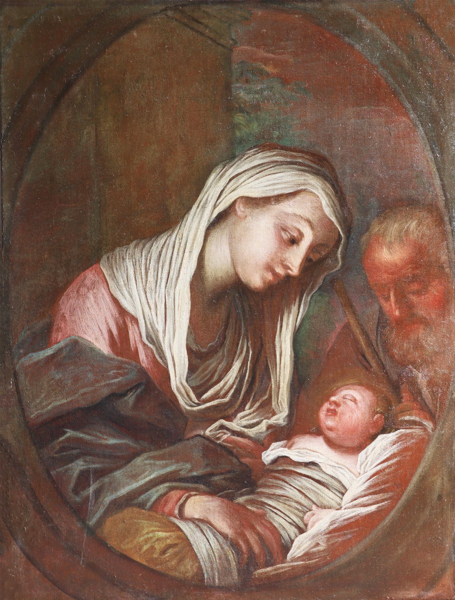 Francesco Paglia attr.; Brescia 1635 - Brescia 1714, Sacra Famiglia, olio su tela
