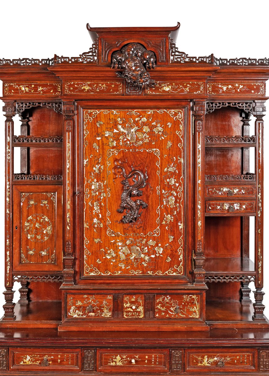 Doppio corpo in legno con intarsi in madreperla. Gabriel Viardot, Parigi, XIX secolo-photo-2