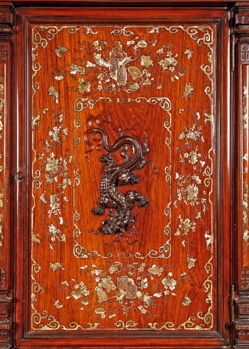 Doppio corpo in legno con intarsi in madreperla. Gabriel Viardot, Parigi, XIX secolo-photo-3