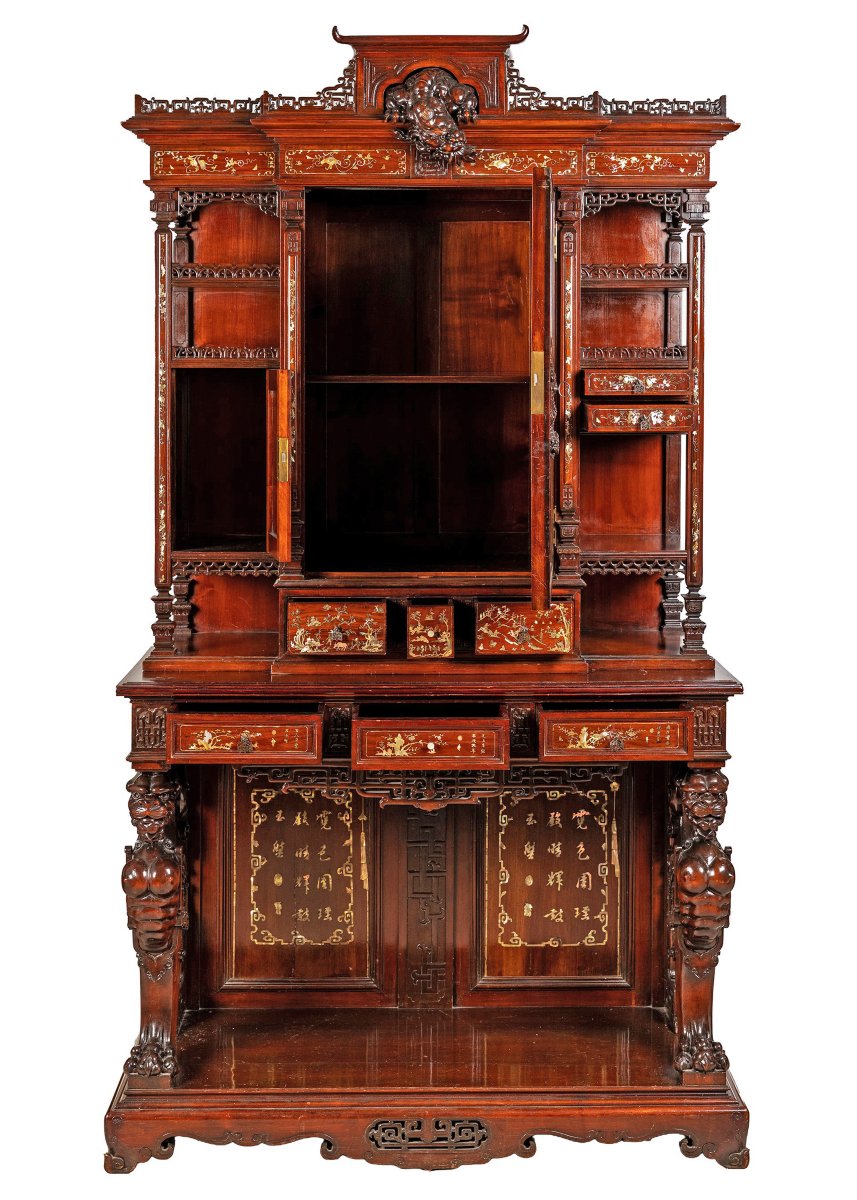 Doppio corpo in legno con intarsi in madreperla. Gabriel Viardot, Parigi, XIX secolo-photo-4