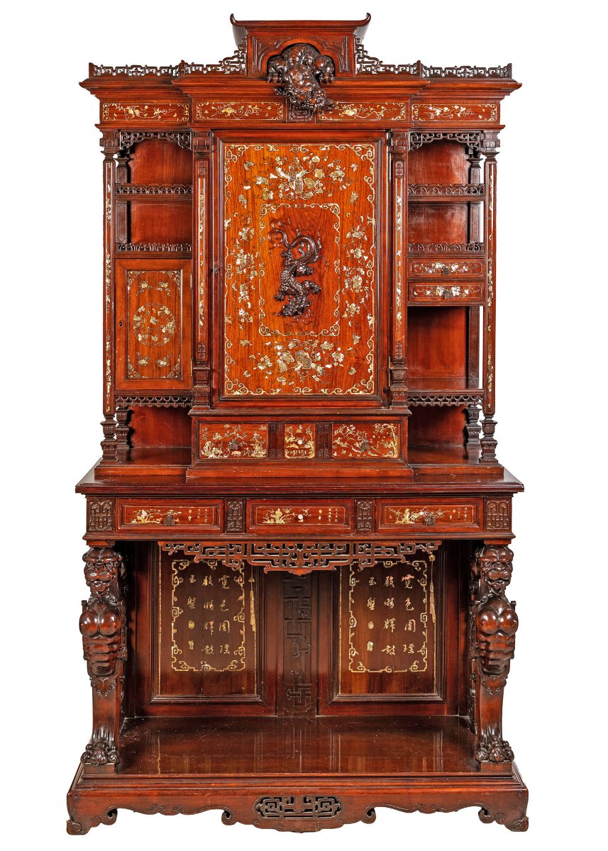 Doppio corpo in legno con intarsi in madreperla. Gabriel Viardot, Parigi, XIX secolo