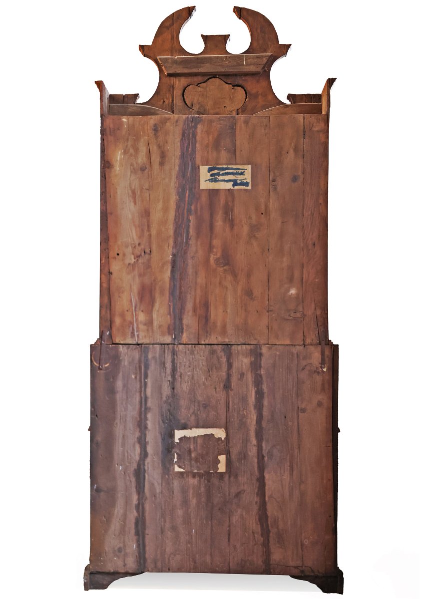 Piccolo trumeau lastronato in legno e radica di noce, Veneto XVIII secolo-photo-1