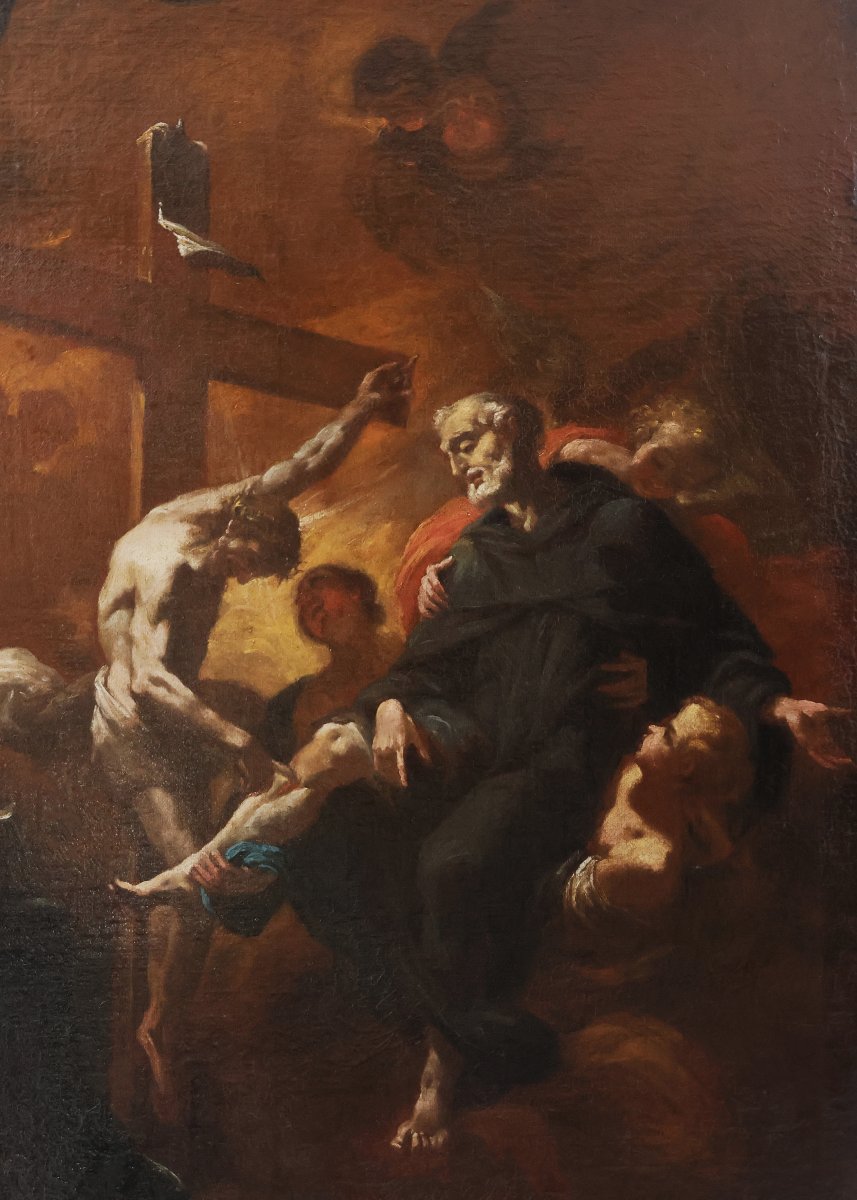 Scuola centro Italia; San Pellegrino Laziosi, seconda metà XVII secolo, olio su tela-photo-2
