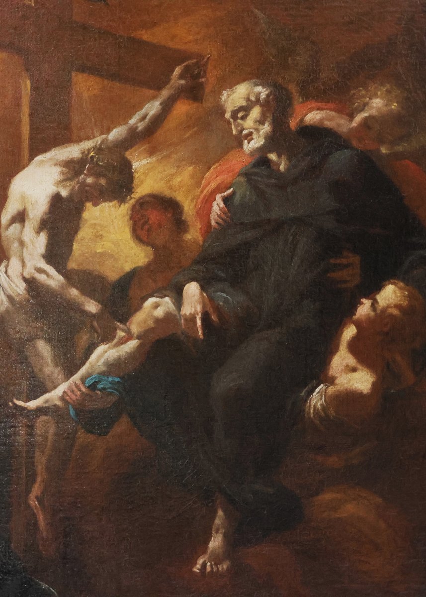 Scuola centro Italia; San Pellegrino Laziosi, seconda metà XVII secolo, olio su tela-photo-3