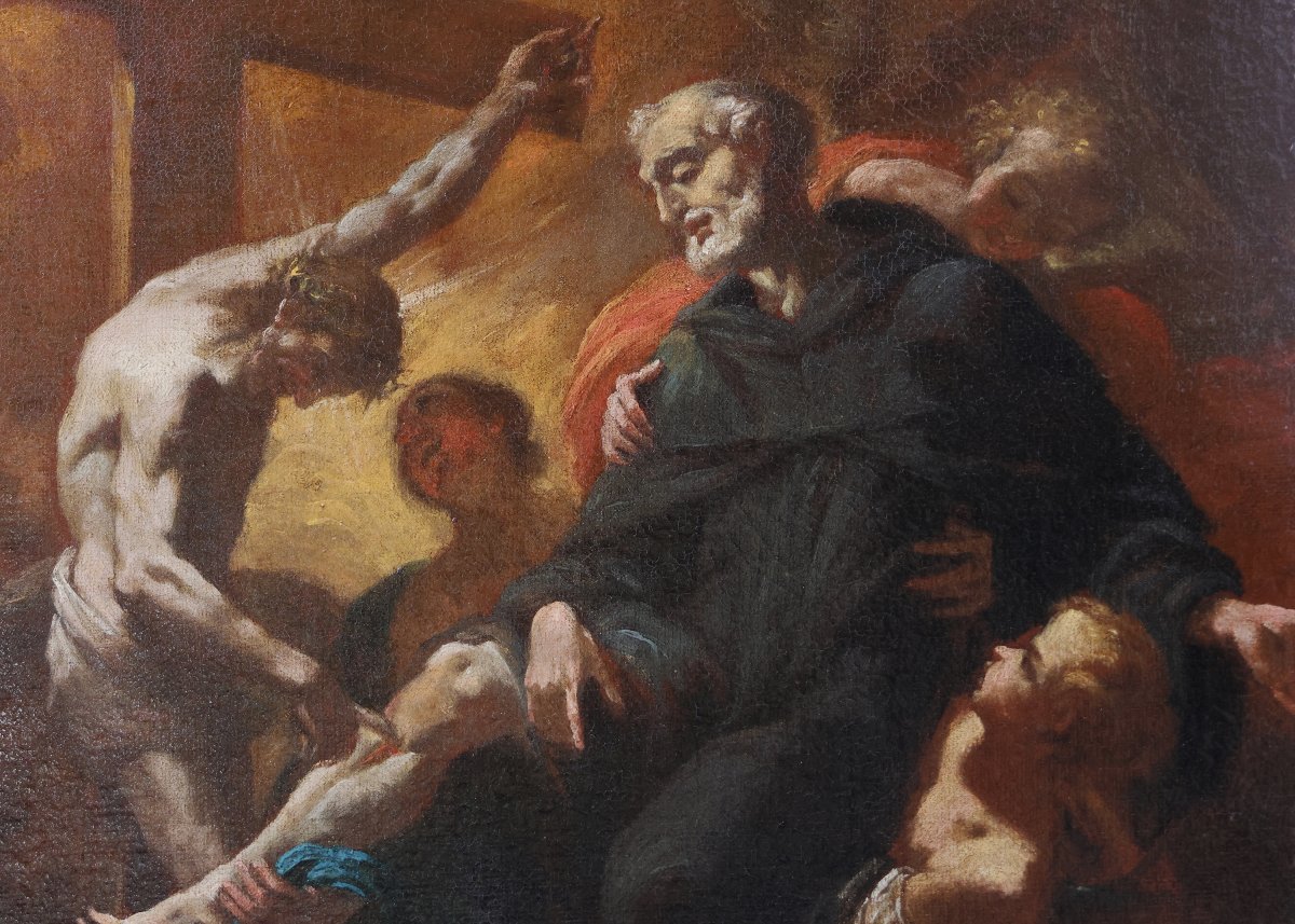 Scuola centro Italia; San Pellegrino Laziosi, seconda metà XVII secolo, olio su tela-photo-4