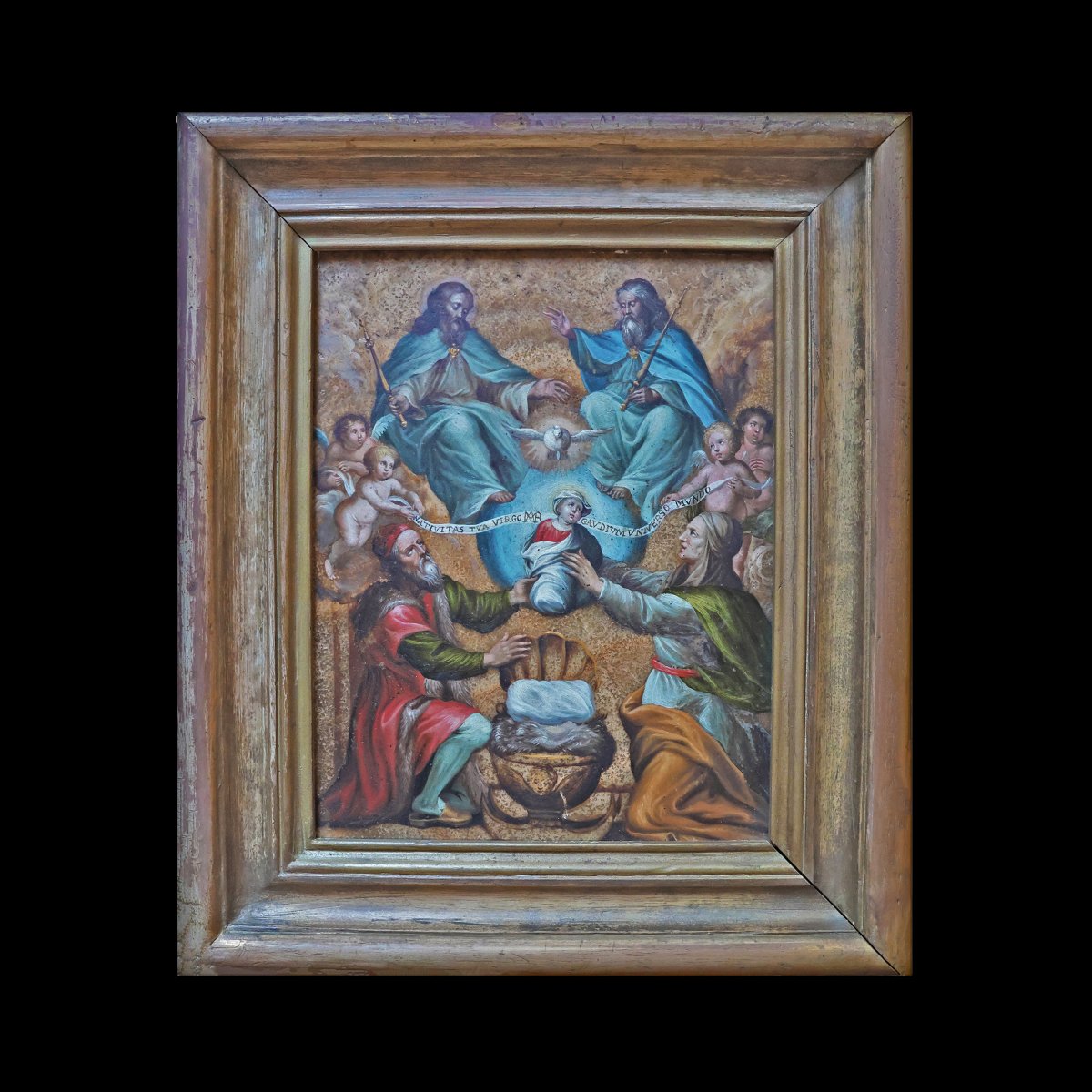 Philip Fruytiers; San Gioacchino e Sant'Anna offrono Maria alla Trinità, olio su alabastro-photo-2