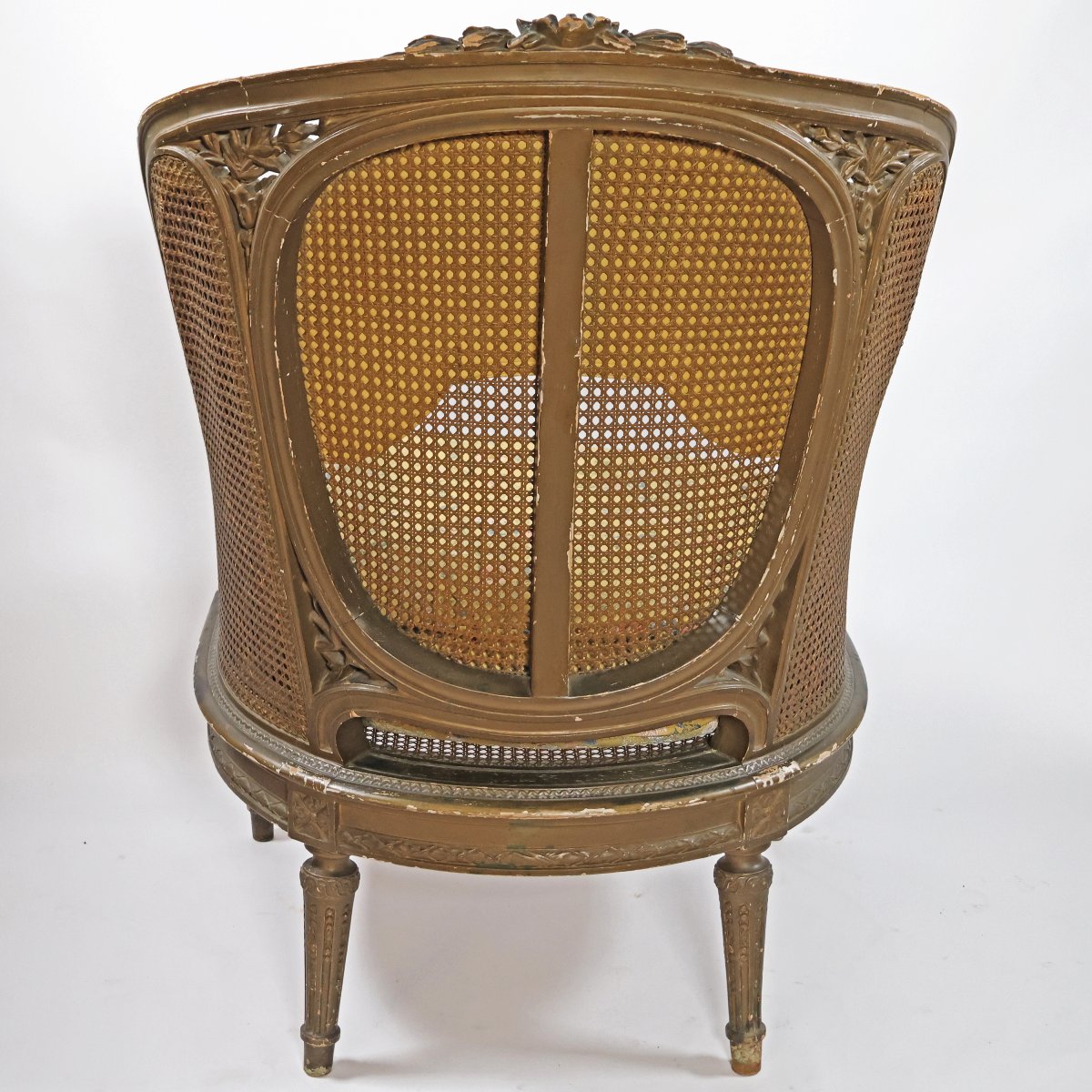 Poltrona bergère a pozzetto, pannelli in paglia di Vienna. Piemonte, fine XIX secolo-photo-1