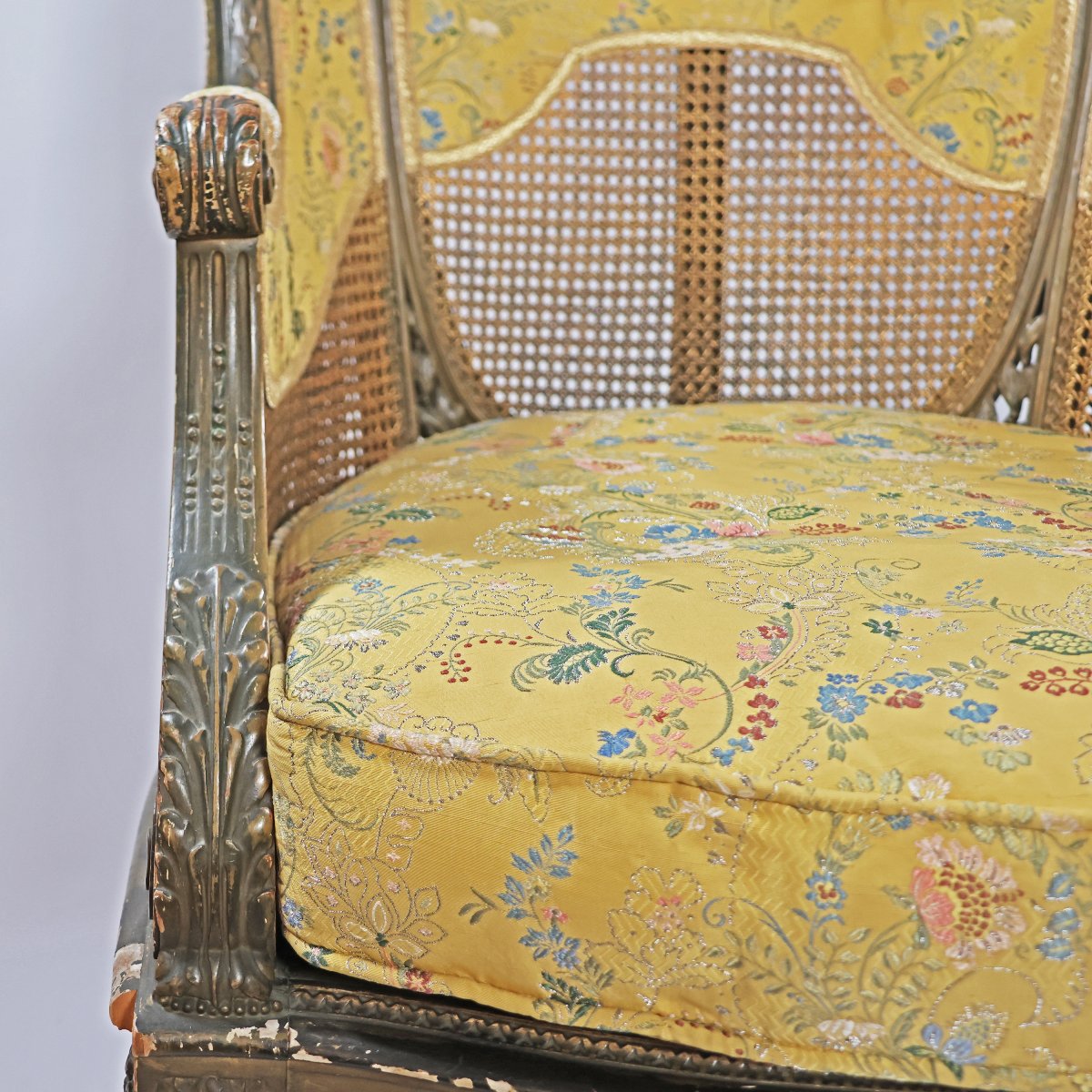 Poltrona bergère a pozzetto, pannelli in paglia di Vienna. Piemonte, fine XIX secolo-photo-5