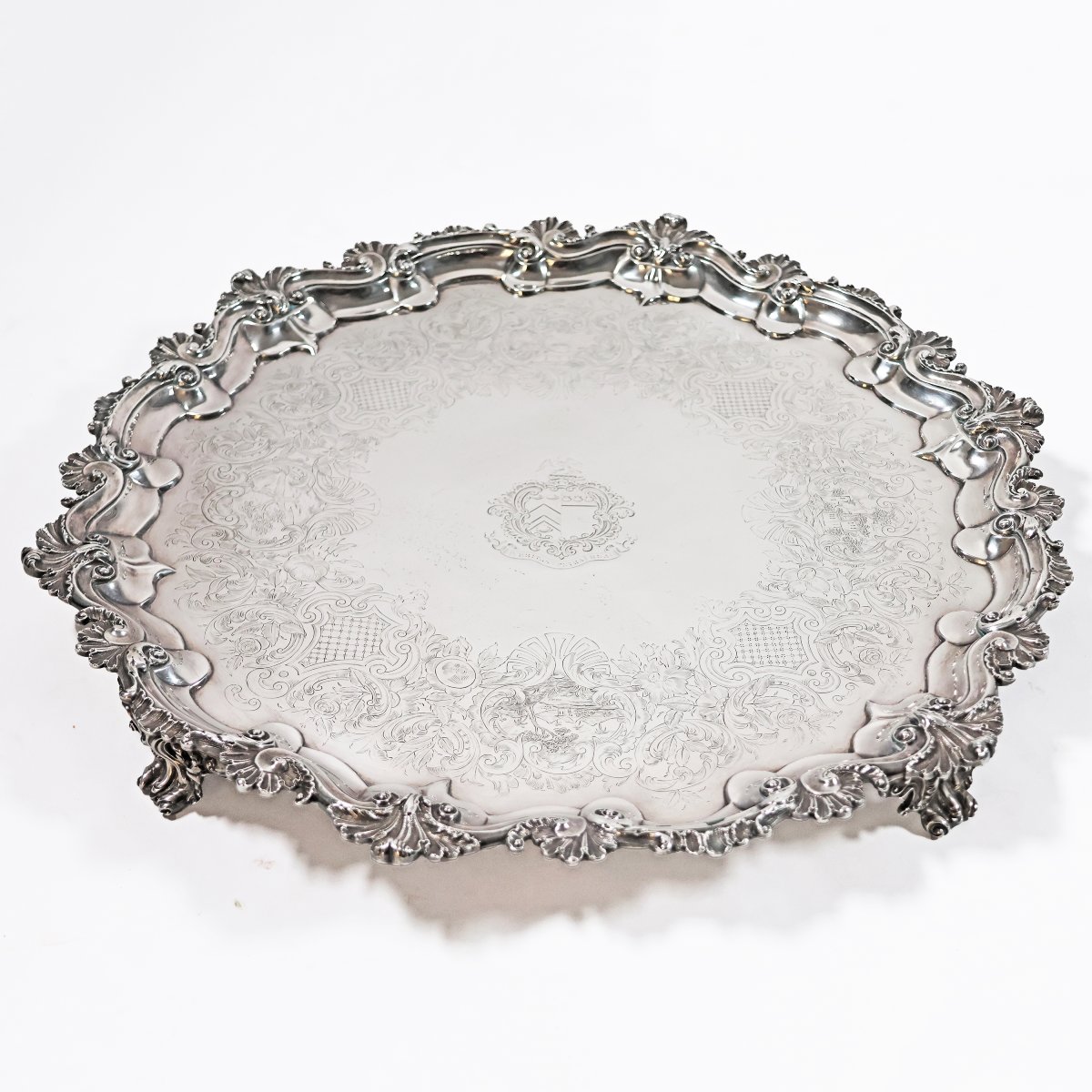 Salver in argento sterling Regina Vittoria, Daniel & Charles Houle, Londra, 1844-photo-2