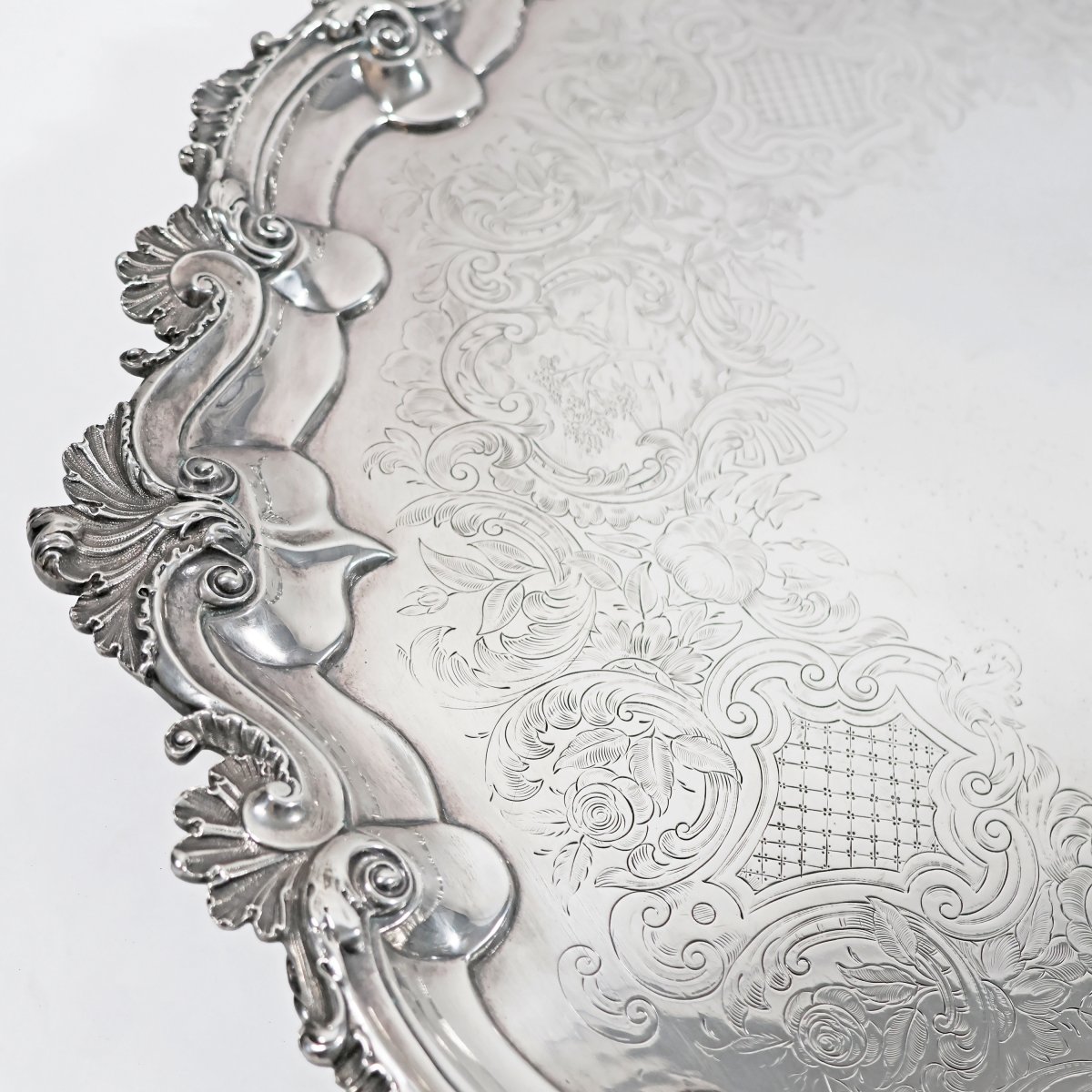 Salver in argento sterling Regina Vittoria, Daniel & Charles Houle, Londra, 1844-photo-3