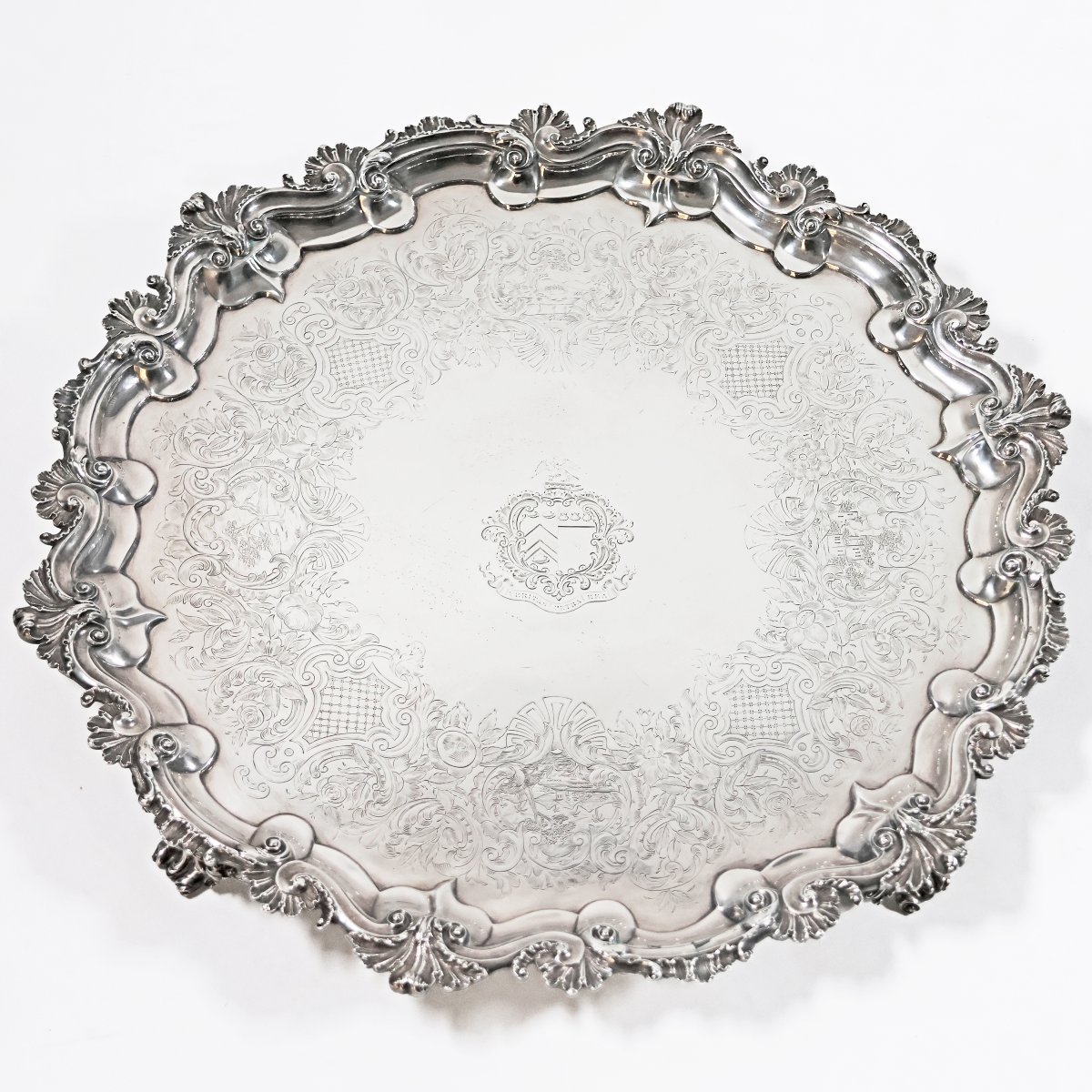 Salver in argento sterling Regina Vittoria, Daniel & Charles Houle, Londra, 1844