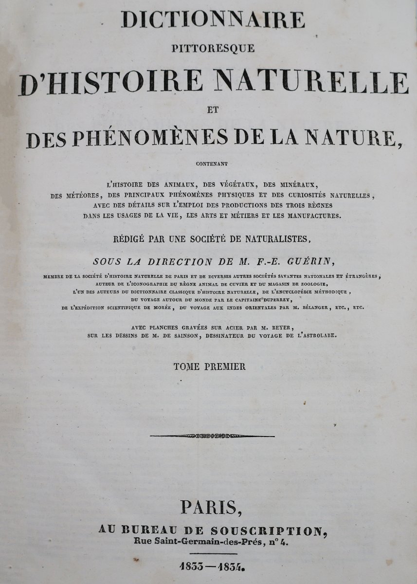 Guerin F.-E.. Dictionnaire pittoresque d'histoire naturelle.. Paris, 1833-photo-4