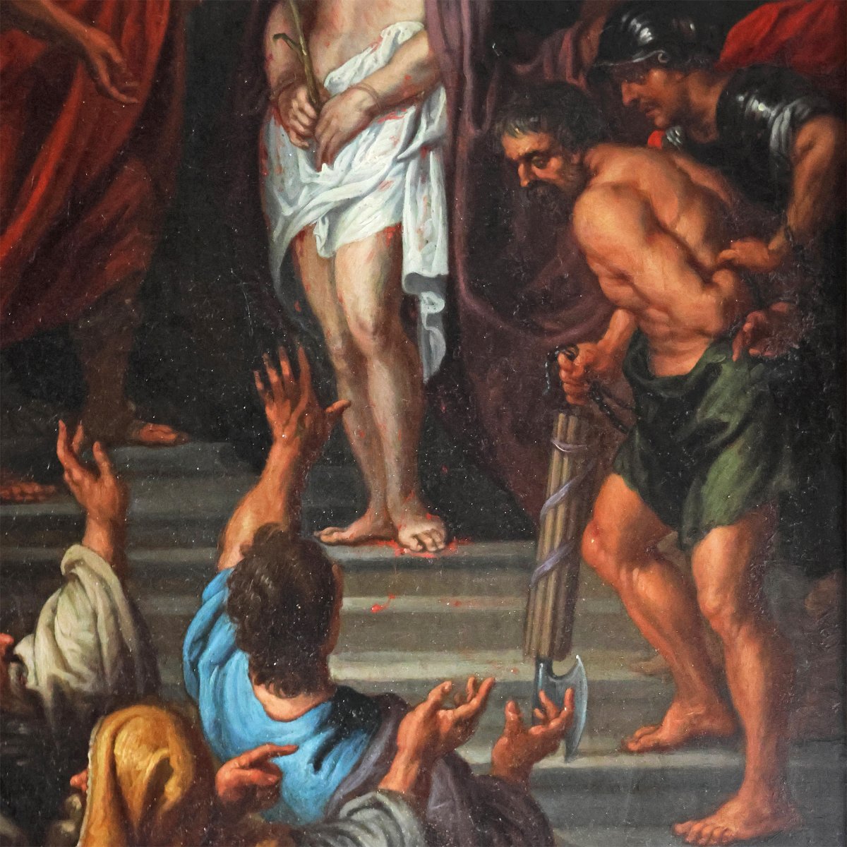 Peter Paul Rubens bottega di, Siegen 1577 - Anversa 1640; Ecce Homo, olio su rame-photo-4