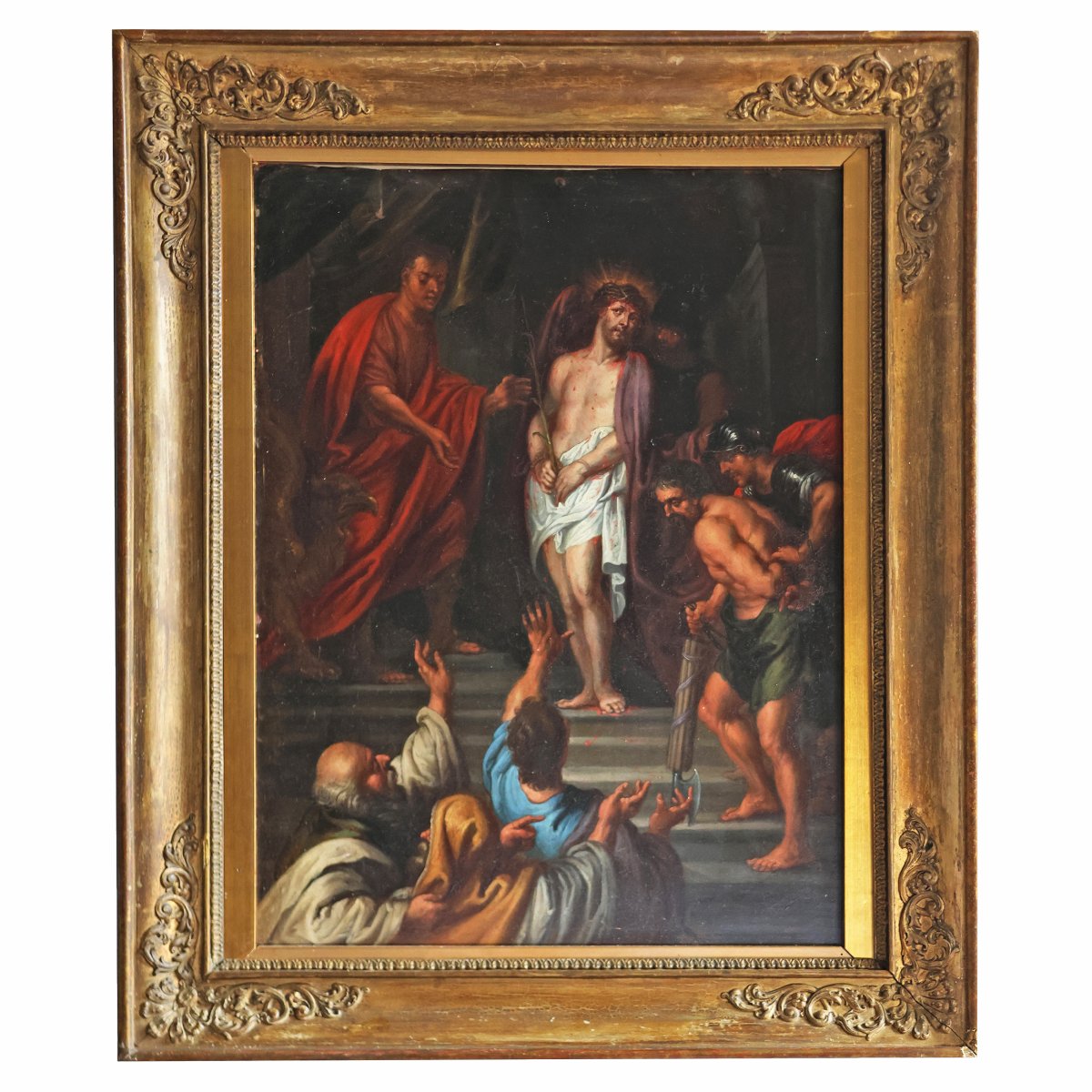 Peter Paul Rubens bottega di, Siegen 1577 - Anversa 1640; Ecce Homo, olio su rame