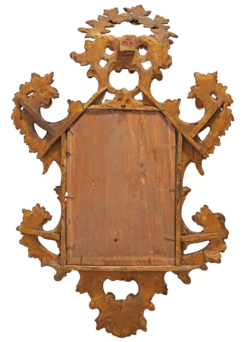 Coppia di specchiere in legno intagliato e dorato. Veneto, XVIII secolo-photo-4