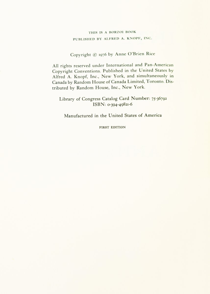 Interview with the Vampire. A novel by Anne Rice. New York, 1976. Signed by the author-photo-1