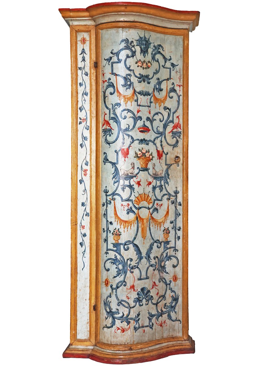Coppia di armadi in legno intagliato e laccato, Venezia, metà XVIII secolo-photo-3