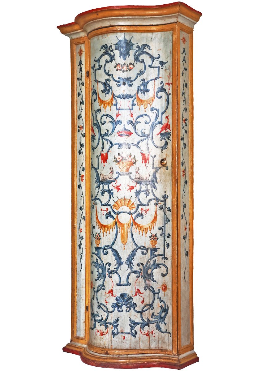 Coppia di armadi in legno intagliato e laccato, Venezia, metà XVIII secolo-photo-4