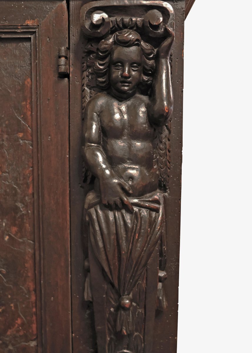 Doppio corpo in legno e radica di noce. Lombardia, XVII secolo-photo-1