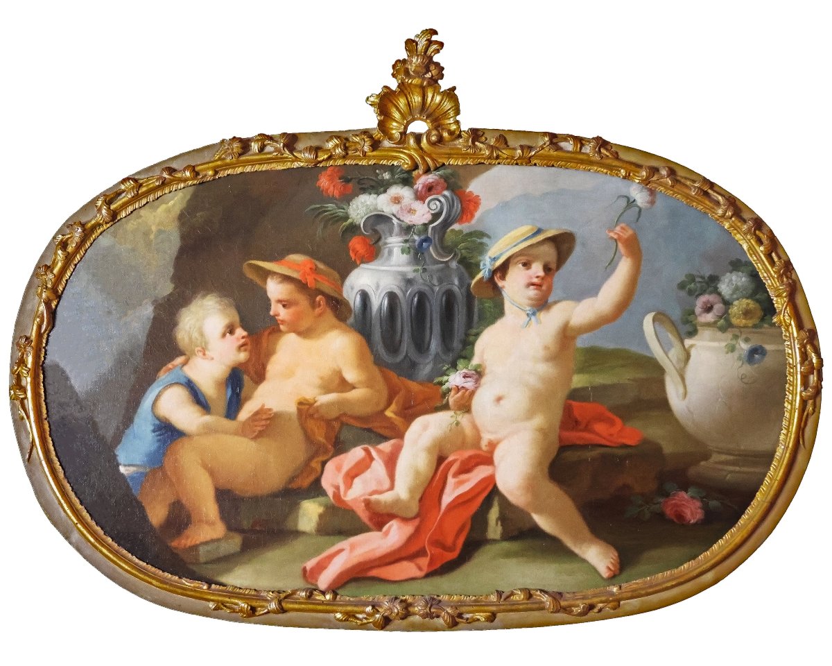 Pietro Bardellino; Coppia di dipinti: Allegorie degli elementi, olio su tela-photo-3