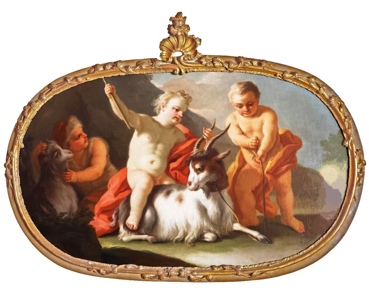 Pietro Bardellino; Coppia di dipinti: Allegorie degli elementi, olio su tela-photo-2