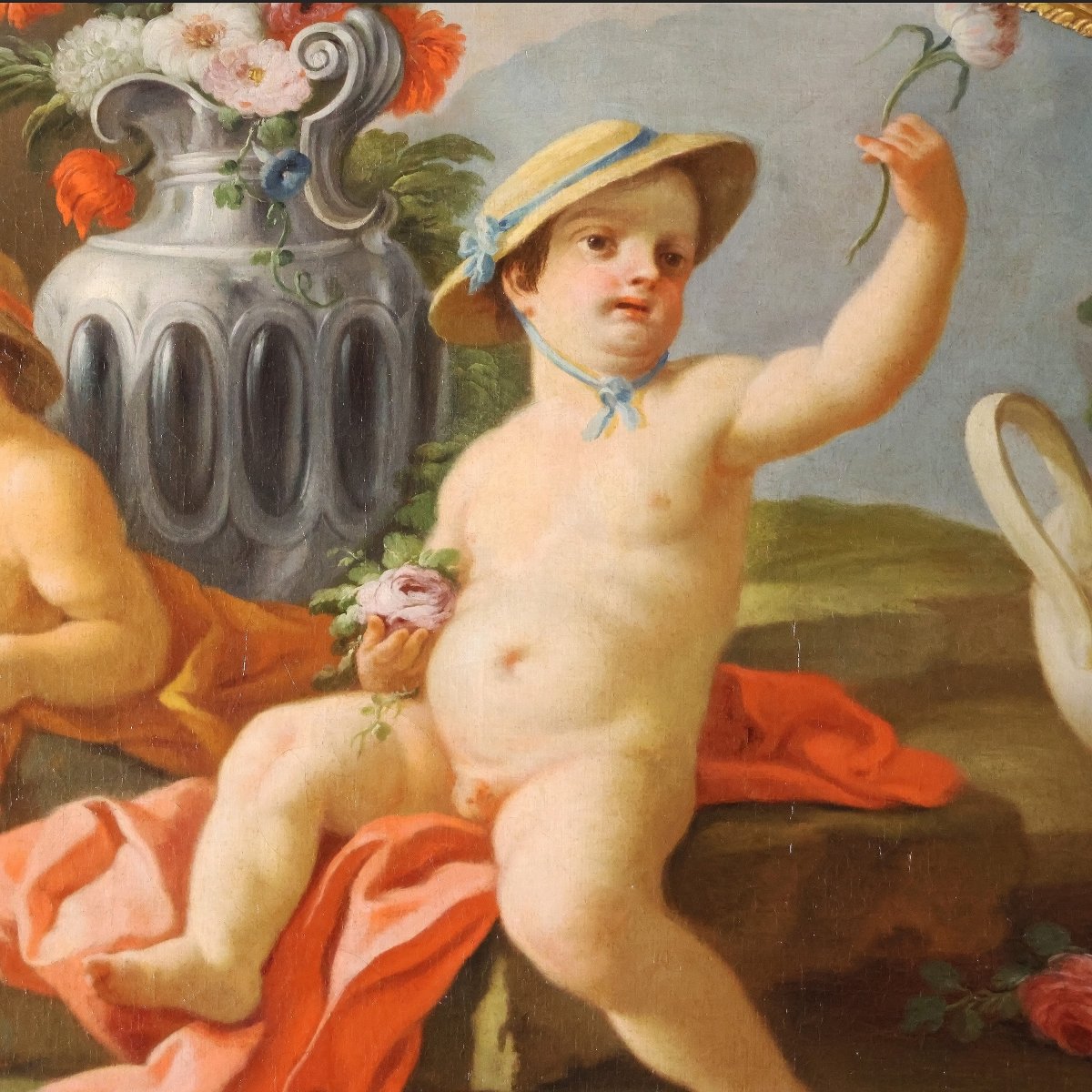 Pietro Bardellino; Coppia di dipinti: Allegorie degli elementi, olio su tela-photo-1