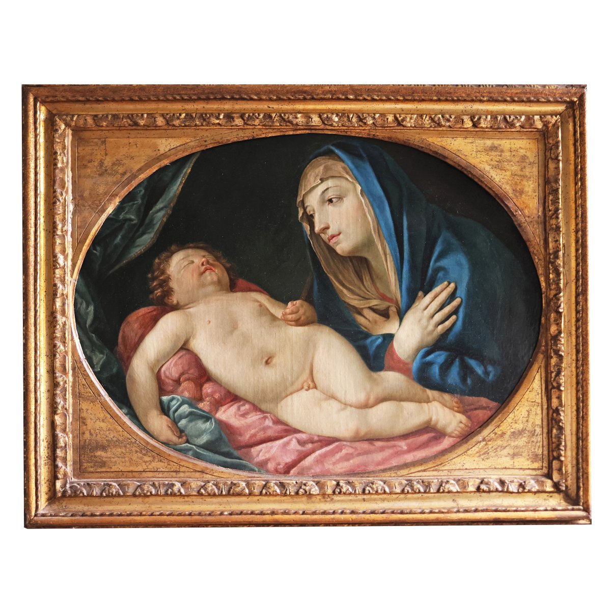 Elisabetta Sirani attr., 1638 - 1665; Madonna col Bambino dormiente, olio su tela