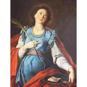 Scuola Italiana; Santa Barbara, XVIII secolo, olio su tela