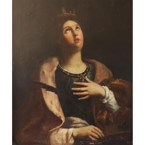 Guido Reni nello stile di; Santa Caterina d'Alessandria, XVII secolo, olio su tela