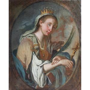 Francesco Paglia attr.; Brescia 1635 - Brescia 1714, Santa Caterina da Siena, olio su tela