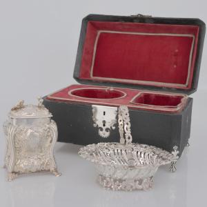 Contenitore per tè Giorgio II montato in argento sterling, Londra, 1754