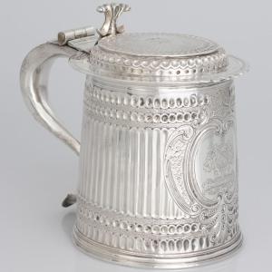 Tankard in argento sterling Carlo II, John Ruslen, Londra, 1680