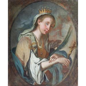 Francesco Paglia attr.; Brescia 1635 - Brescia 1714, Santa Caterina da Siena, olio su tela