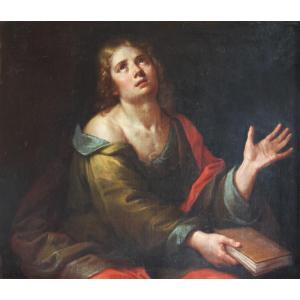 Michelangelo Merisi da Caravaggio maniera di; San Giovanni Evangelista, olio su tela