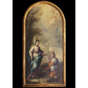 Scuola Italiana; Apparizione della Madonna a Caravaggio, fine XVIII inizi XIX secolo