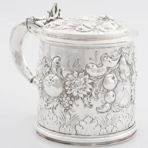 Tankard in argento sterling Carlo II, argentiere WS, Londra, 1676?