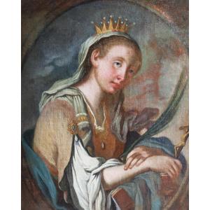 Francesco Paglia; Brescia 1635 - Brescia 1714, Santa Caterina da Siena, olio su tela