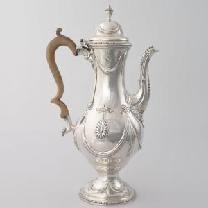 Caffettiera in argento sterling Giorgio III, William Cripps, Londra, 1776