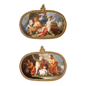 Pietro Bardellino; Coppia di dipinti: Allegorie degli elementi, olio su tela