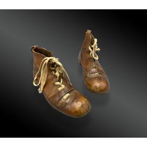 Pair Of Adult Leather Cleated Shoes (football). Circa 1920