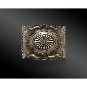 Alice Mc Shirley Navajo Belt Buckle, Usa, C. 1970 Silver H.: 8.5;