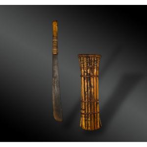 Machete And Its Sheath Called Pha - Akha Ulo, Thailand - 20th Century