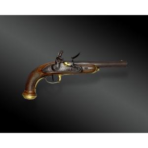 Flintlock Officer's Pistol, Signed Fatou In Paris, France, 19th Century