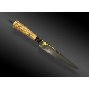 Straight Knife, Kard, Wootz Damascus Blade - Eastern Iran - 18th Century 