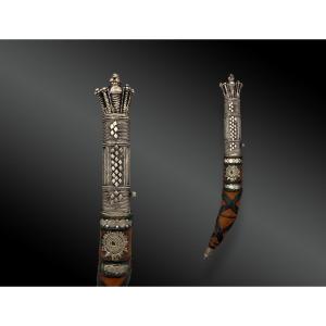 Yemenite Dagger, Khadaam. Silver Hilt, Yemen, Early 20th Century