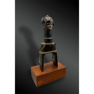 Pulley Stirrup Of A Weaving Loom Animated With An Anthropomorphic Face, Gouro Culture, Ivory Coast