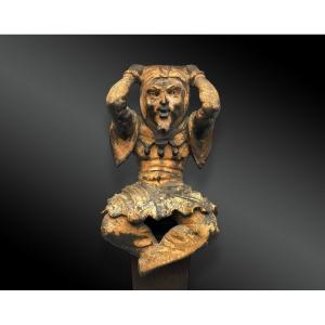 The Fool, Till The Mistress, Wood Sculpture, Furniture Element, Europe, 19th Century