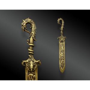 Dragon Letter Opener Or Paper Cutter, Romantic Style