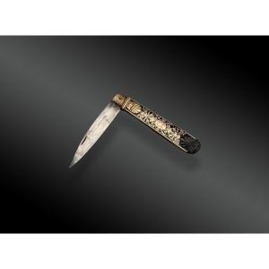 Folding Knife With Gold Bolsters And Inserts, France, 19th Century